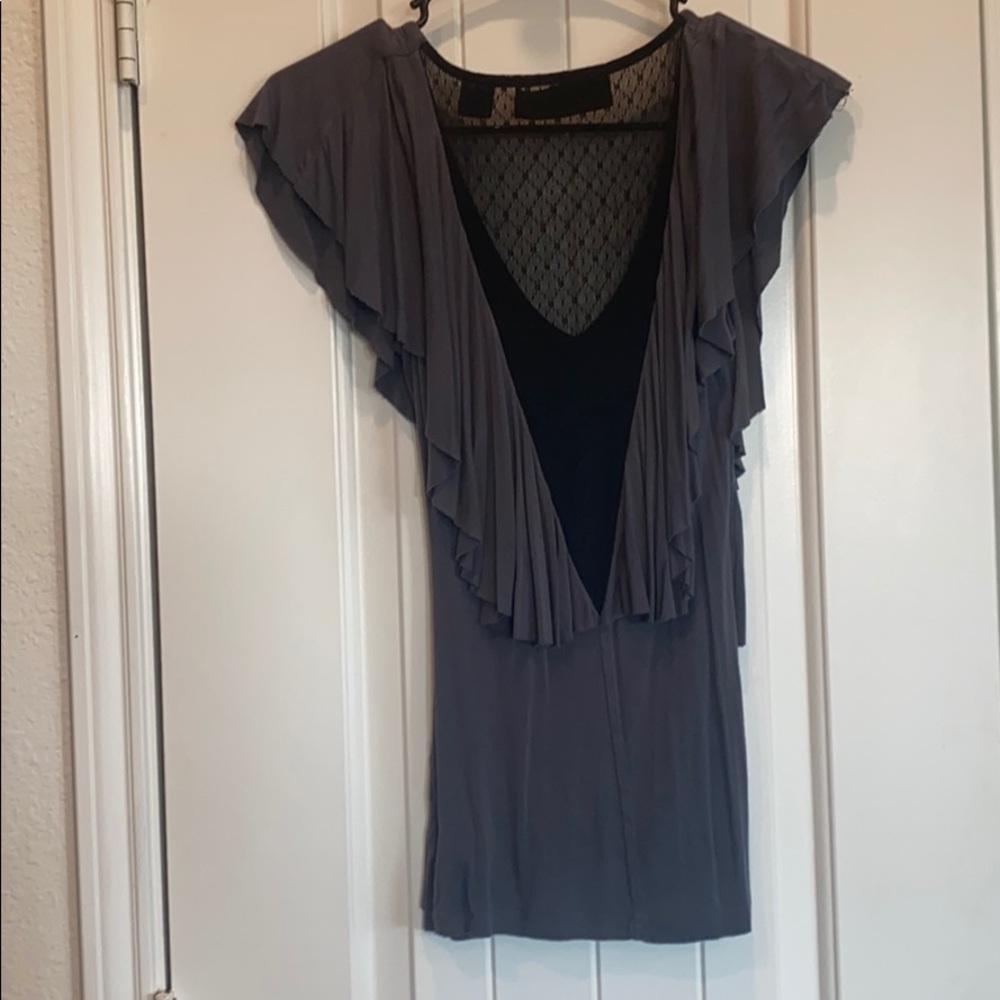 Grey Ruffled Top - Picture 2 of 2